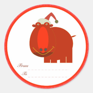 Sticker Rond Tags de Noël : Hippo