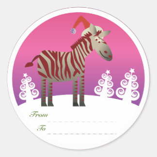 Sticker Rond Tags des cadeaux de Noël : Zebra