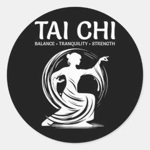 Sticker Rond Tai Chi Qigong Grue Arts Martiaux Yoga Méditation
