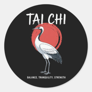 Sticker Rond Tai Chi Qigong Grue Arts martiaux Yoga Méditation