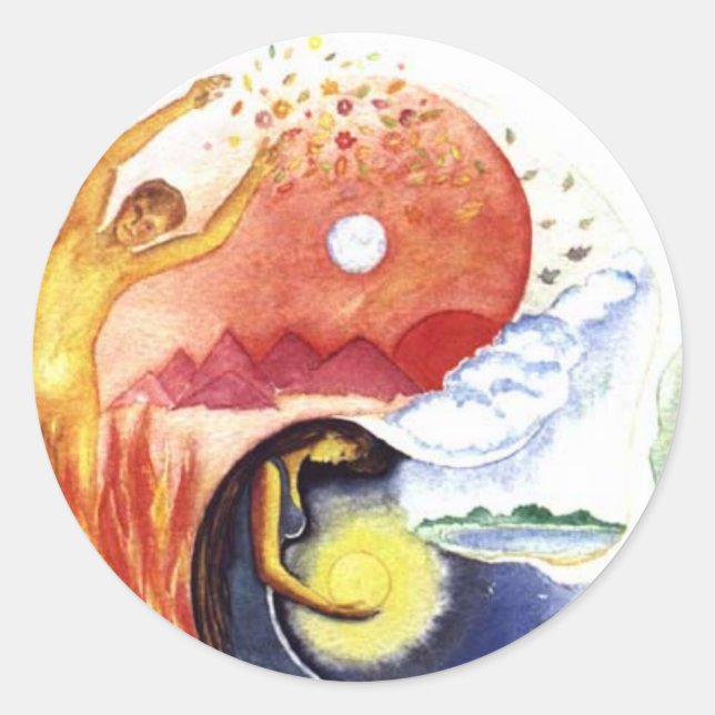 Sticker Rond Taijitu illustrant la polarité (Devant)