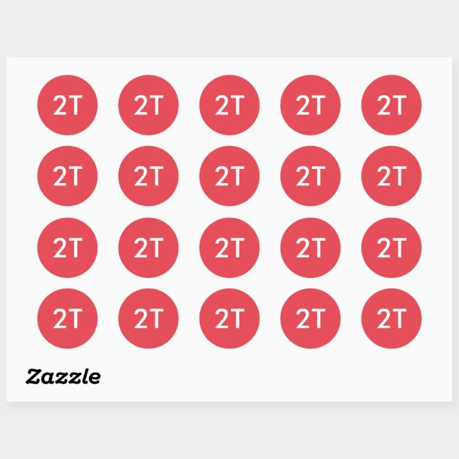 Sticker Rond Taille de vêtement de bébé 2T (Feuille)