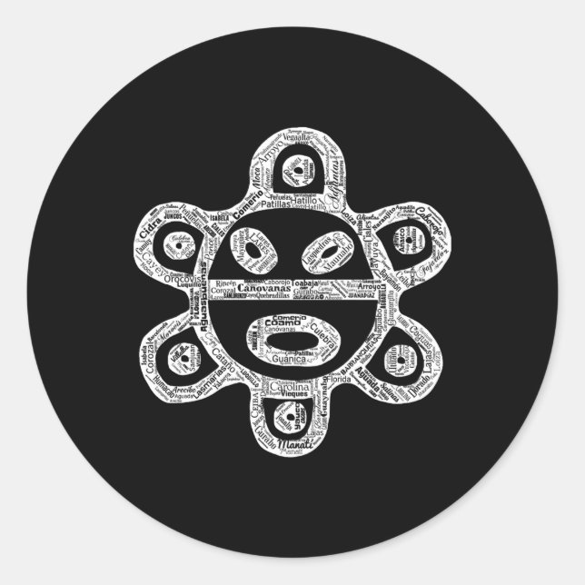 Sticker Rond Taino Sun Porto Rico Villes Et Villes Boriken Bor (Devant)