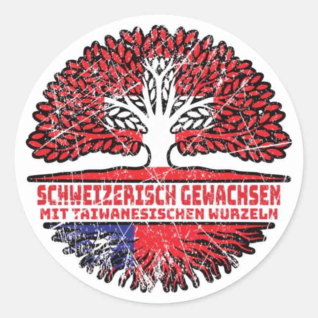 Sticker Rond Taïwan Taïwan Schweizer Schweiz Baum Wurzel (Devant)