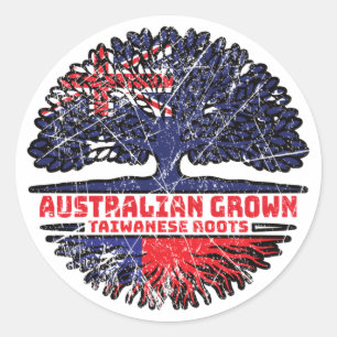 Sticker Rond Taïwan Taïwanais Australie racine d'arbre