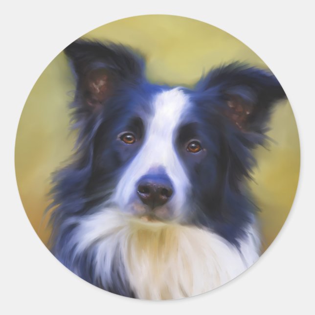 Sticker Rond Taj - Bordure Collie Art (Devant)