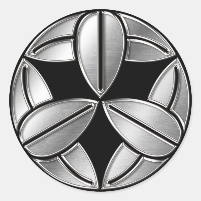 Sticker Rond Takenaka Clan Kamon Chrome argent (Devant)