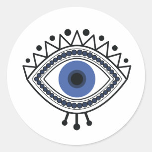 Sticker Rond Talisman oeil mal, symbole oeil bleu