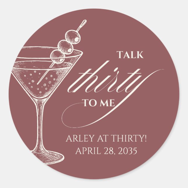 Sticker Rond Talk thirty to me Modern Minimalist 30th Birthday  (Devant)
