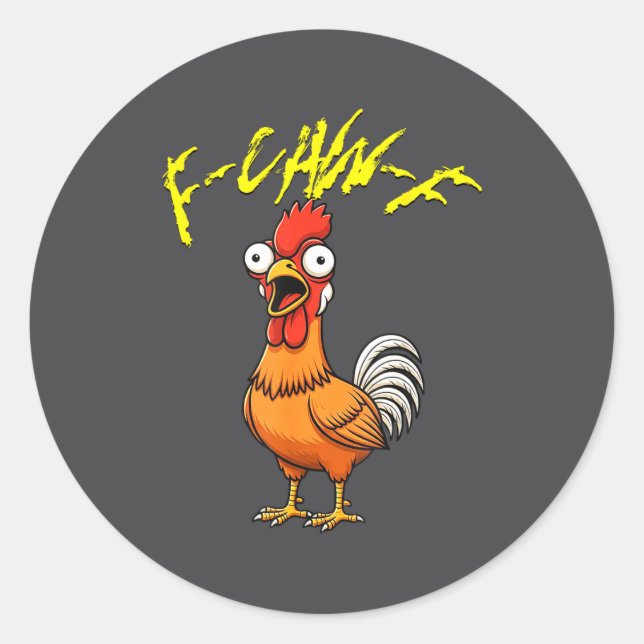 Sticker Rond Talking Funny Chicken  (Devant)