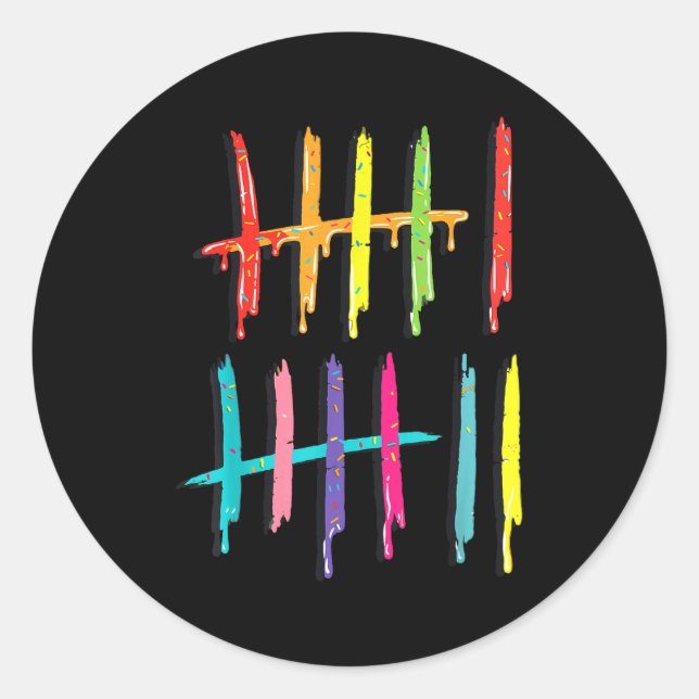 Sticker Rond Tally Marks 6 7 Numbers Funny Six Seven 67 Meme Ge (Devant)