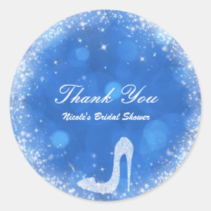 Sticker Rond Talons scintillants de Cendrillon bleus et blancs,