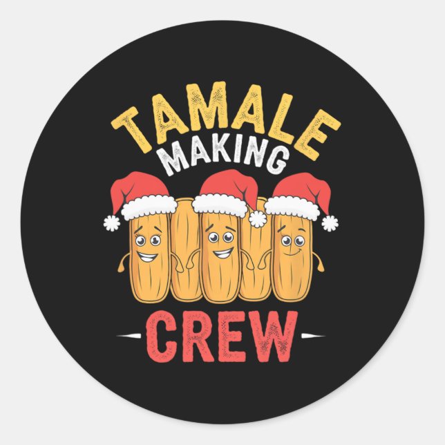 Sticker Rond Tamale Making Crew Christmas Cuisine Party Amuseme (Devant)