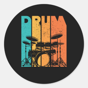 Sticker Rond Tambours   Drumming Lover Drummer Cadeau