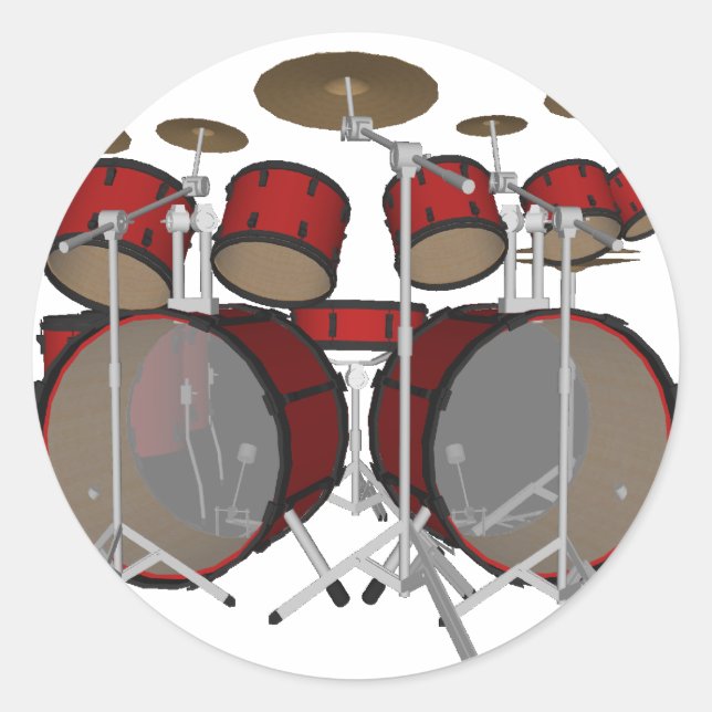 Sticker Rond Tambours : Kit Tambour rouge : Modèle 3D : (Devant)