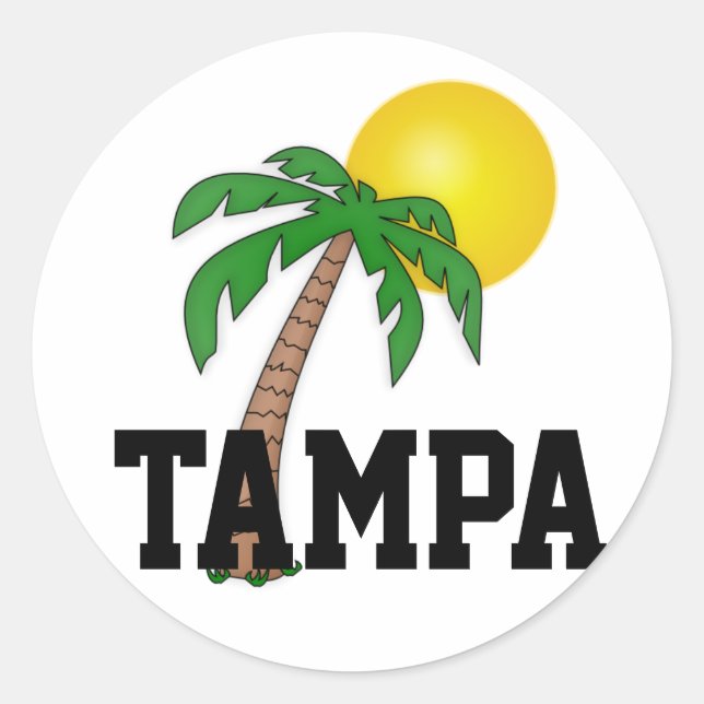 Sticker Rond Tampa, palmier de Floride (Devant)