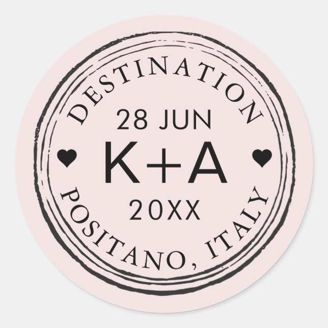 Sticker Rond Tampon de courrier aérien personnalisé avec couleu (Devant)