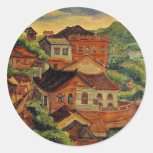Sticker Rond Tamsui et Chen Cheng-Po /Taïwan Art vintage