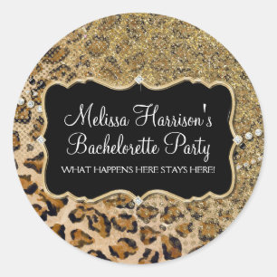 Sticker Rond Tan Gold Leopard Poster de animal Look Parties sci