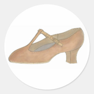 Sticker Rond Tan T-Strap Caractère Musical Théâtre Danse Chauss