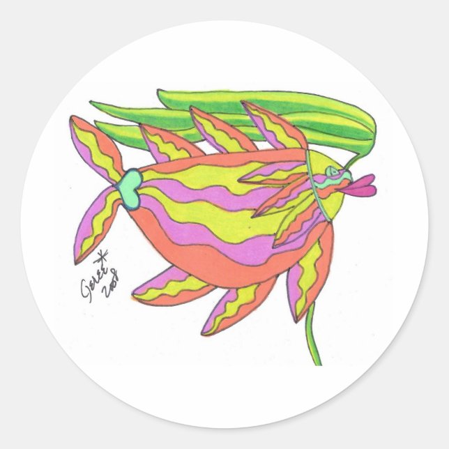 Sticker Rond Tangérine, fraise et chaux (Devant)