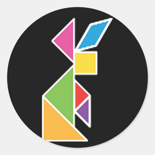 Sticker Rond tangram rabbit lapin (Devant)