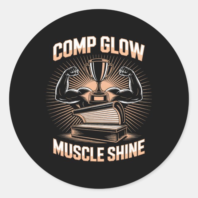 Sticker Rond Tanning Lumineuse Comp Fitness Buffs Athlètes Homm (Devant)