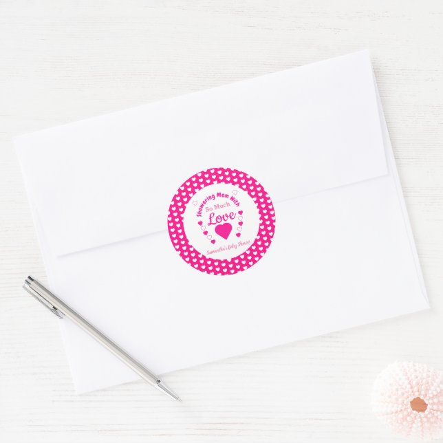 Sticker Rond Tant de Baby shower d'amour (Enveloppe)