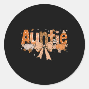 Sticker Rond Tante Citrouille Fall Coquette Bow Thanksgiving Ma