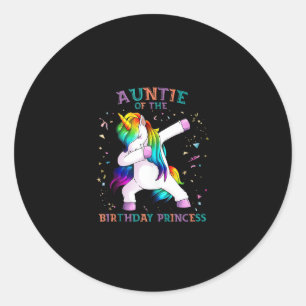 Sticker Rond Tante d'anniversaire Princesse Dab Unicorn Tante R