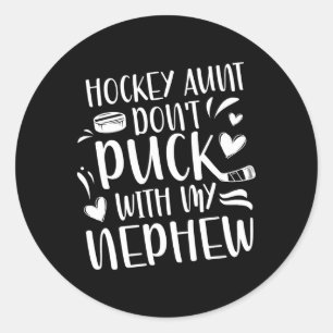 Sticker Rond Tante De Hockey D'un Joueur De Hockey Drôle Tante