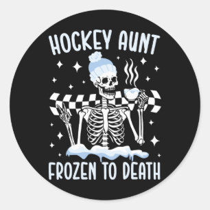 Sticker Rond Tante de hockey Joueuse de hockey sur glace gelée