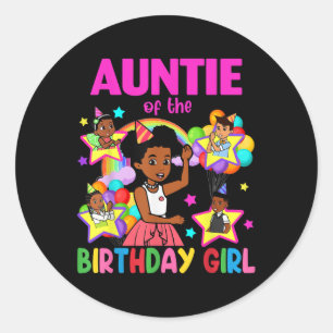 Sticker Rond Tante de la fille d'anniversaire Poupées d'anniver
