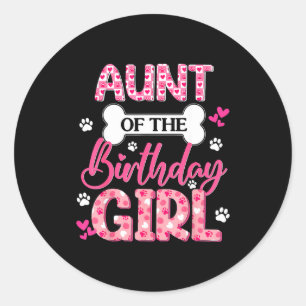 Sticker Rond Tante de la fille d'anniversaire Thème Patte de Ch