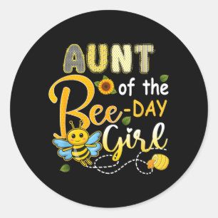 Sticker Rond Tante de la fille de la fête d'anniversaire Bee-Da