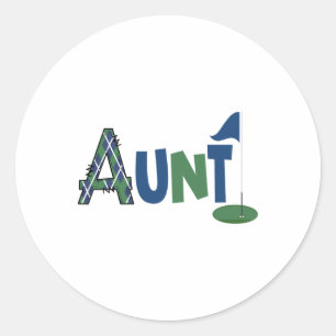 Sticker Rond Tante De L'Anniversaire Garçon Trou Dans Un Golf S