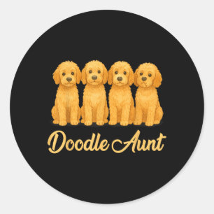 Sticker Rond Tante doodle amoureuse de chien mignon drôle de ch