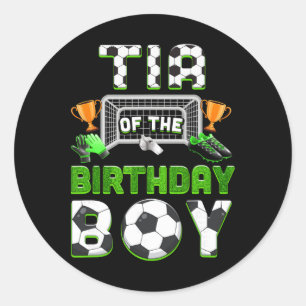 Sticker Rond Tante du garçon d'anniversaire Famille de football