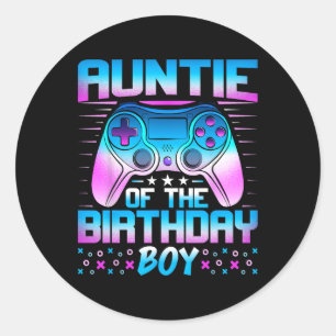 Sticker Rond Tante Du Garçon D'Anniversaire - Jeu Vidéo Corresp
