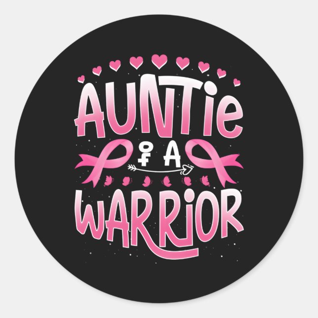 Sticker Rond Tante D'Un Guerrier Soutien À La Sensibilisation A (Devant)