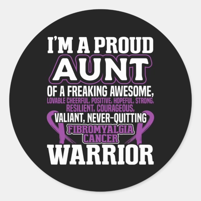 Sticker Rond Tante Fibromyalgie Sensibilisation Ruban Filles Fe (Devant)