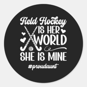 Sticker Rond Tante fière de hockey sur gazon Tante d'un plaque