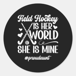 Sticker Rond Tante fière de hockey sur gazon Tante d'un plaque 