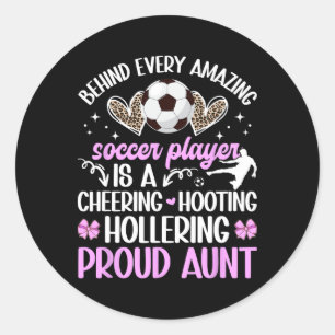 Sticker Rond Tante fière d'un joueur de football Tante de footb