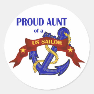 Sticker Rond Tante fière d'un marin des USA