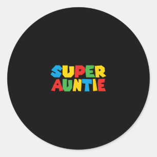 Sticker Rond Tante Joueuse Super Tante Drôle De Jeux Correspond