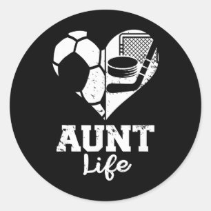 Sticker Rond Tante Life Football Hockey Cœur Sport Partagé Jeu