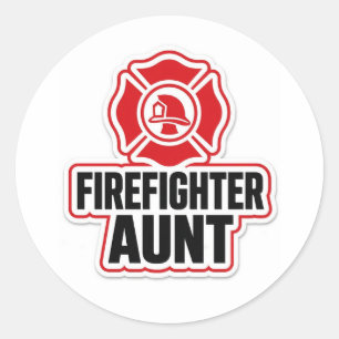 Sticker Rond Tante pompier