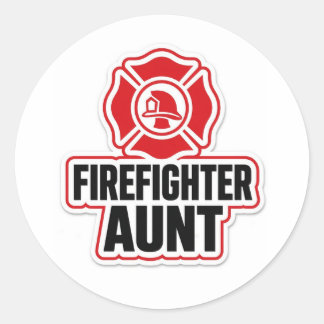 Sticker Rond Tante pompier