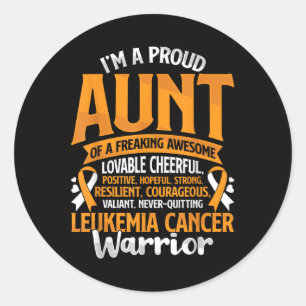 Sticker Rond Tante Ruban Orange de Sensibilisation au Cancer de